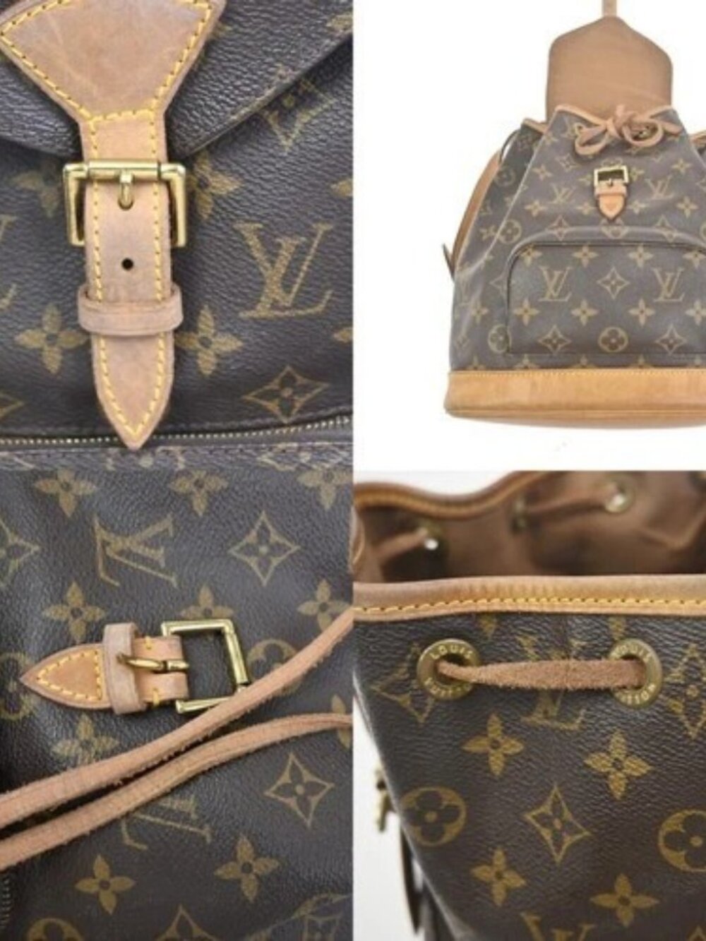 LOUIS VUITTON Montsouris MM Backpack Bag Monogram Leather Brown M51136 15ZA330 - Picture 9 of 16